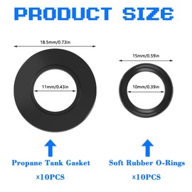 Maxqzin 10Pcs Propane Tank Gasket & 10Pcs Soft Rubber O-Rings for All Soft Nose POL Fittings, Hose Seal Rings Gasket - Gas Leakage Prevent Fit for Propane Gas Adapters Valves Regulators Connectors
