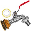 Brass Water Butt Feedthrough with Outlet Tap and Hose Nozzle