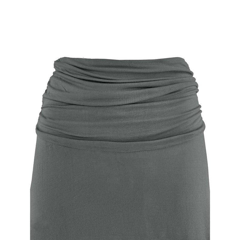 Laphilo Women's Plain Viscose Casual Elastic Waist Flared Midi Skirt