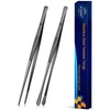 JETKONG 2 Pcs 10-Inch Kitchen Tweezers Tongs with Precision Serrated