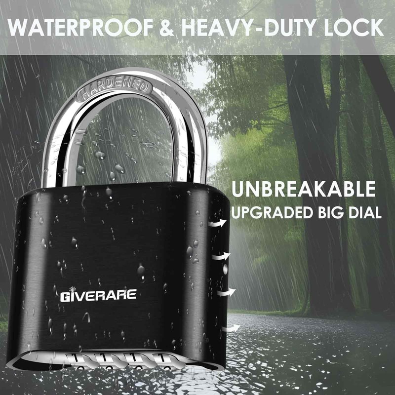 2 Pack 4-Digit Combination Lock, Heavy Duty Padlock Metal, Outdoor