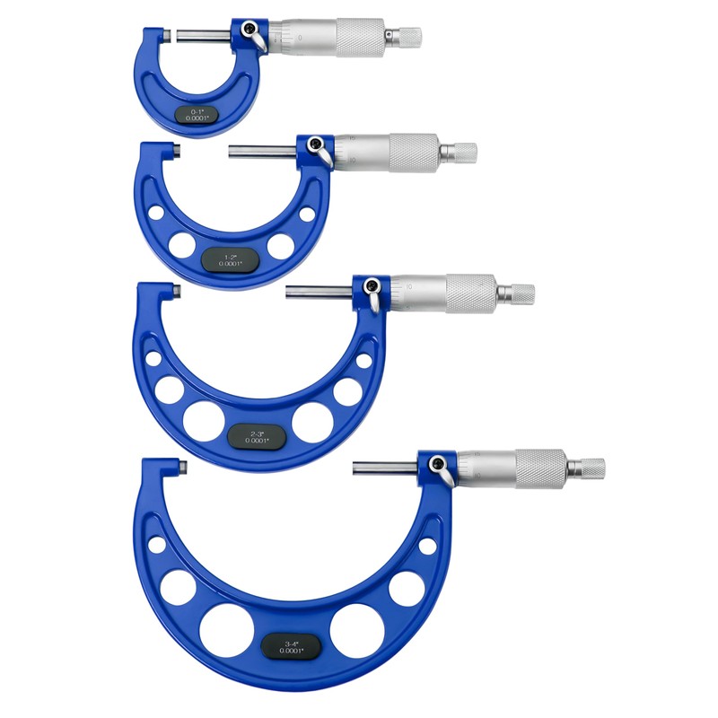 Premium Outside Micrometer Set 0-4" / 0.0001" (0-1"/1-2"/2-3"/3-4") Precision Machinist