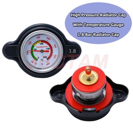 Jectam High Pressure Radiator Cap with Temperature Gauge, Compatible with Honda, Kawasaki, Suzuki, Yamaha, Polaris Ranger, Husqvarna Dirt Bike, KTM, More Motorcycle ATV Models, 1.8 Bar 25.6psi