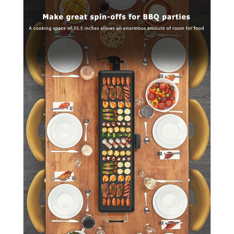 ARLIME Electric Griddle, 35" Teppanyaki Grill w/Extra Large Tabletop, Portable