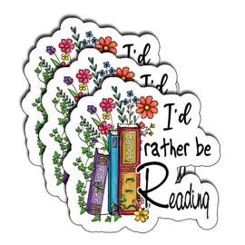 (3Pcs) I'd Rather Be Reading Sticker, Decorate Waterproof Vinyl, Laptop, Phone, Water Bottles Sticker, Decals Book, Kindle Decals, Reading Gift, Bookish Gift, Book Lover Gift, Lovers Decal 3" Inch