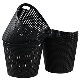 Yuright Black Plastic Laundry Basket Pack of 6, Dirty Clothes Hamper for Laundry Room Bathroom Bedroom