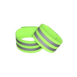 wumio Reflective Armbands 1 Pair(2 Pcs) Set Fluorescent Safety Bands Night Safety Wristbands Elastic Velcro Reflective Bands for Walking Running Upper Arm Ankle Commute