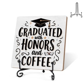 Funny Graduate Gifts for Honor Graduate, Graduation Party Decor, Graduation Wooden Centerpiece, Graduation Sign with Iron Stand, Congrats Grad Decor, College Masters Degree Phd Graduation Gifts,15