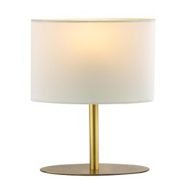 Modern Designer Oval Table Lamp in Antique Brass Metal with Off-White Cotton Fabric Shade | 1 x E14 7w Maximum | 25cm Height by Happy Homewares