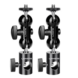 Lanxire Light Stand Mount Adapter (2 Packs) with Double Ball Head - Compatible with Ring Light - Fits Flat Head Light Stand - Max Load 4.4lb/2kg - 1/4’’ Screw Cool Ball Head