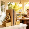 Reading Thinker Statue Book Ends for Shelves, Decorative Bookends for