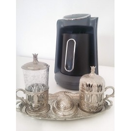 Arzum Okka OK004-K Okka Minio Turkish/Greek Coffee Machine, Compact, Black/Silver