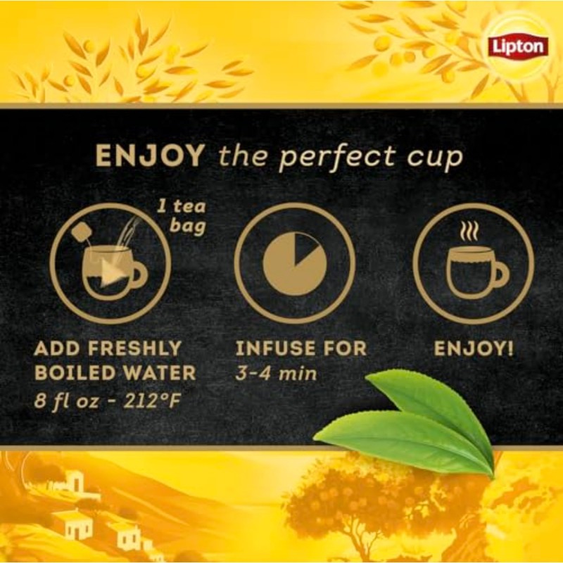 Lipton Black Tea Peach Mango, Pyramid Tea Bags, Flavored Teabags