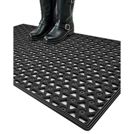 Oakeep Door Mat Outside Front Entrance 24x36, Rubber Welcome Doormat Non Slip, Welcome Heavy Duty Waterproof Exterior Entry Matt All Weather for Entryway, Black