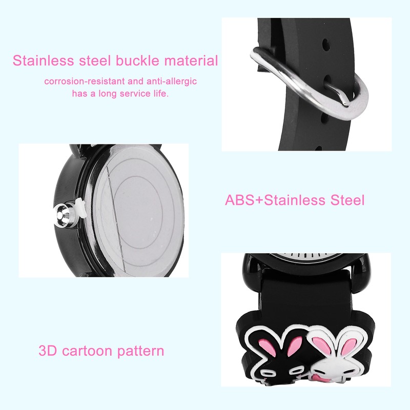Quartz Watch Rabbit Cartoon 3ATM Waterproof Silicone Strap Lovely for