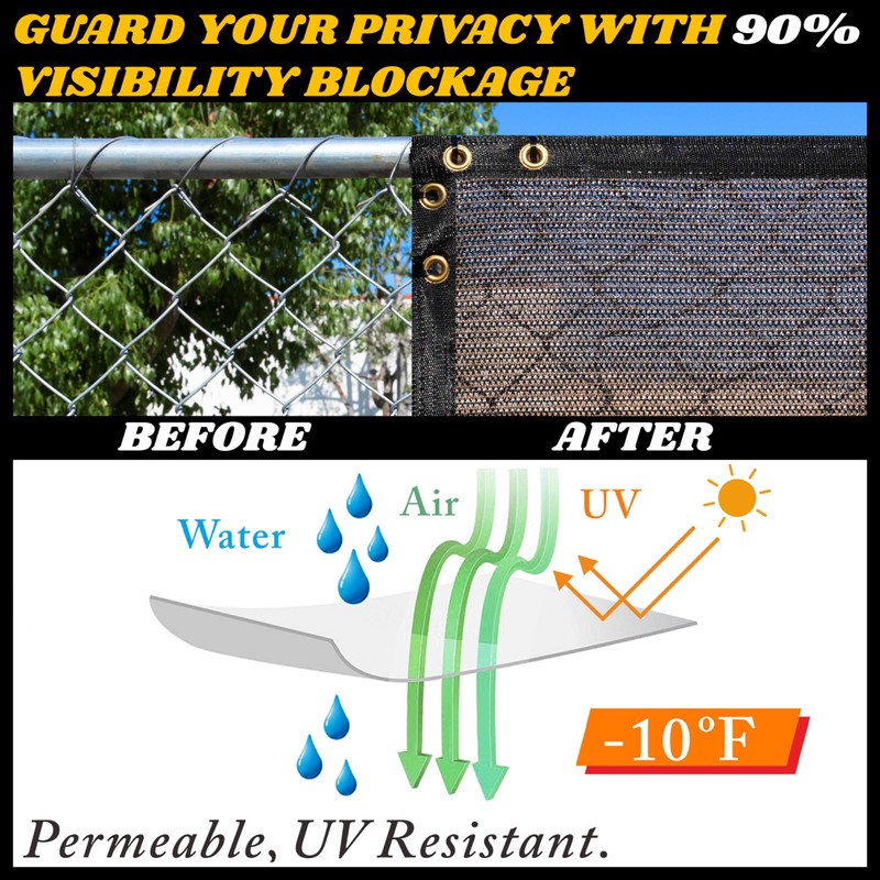 Royal Shade 8' x 12' Brown Fence Privacy Screen Windscreen