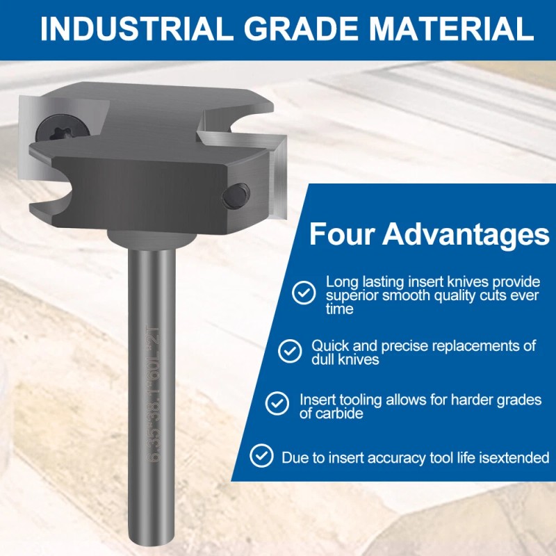 XCAN CNC Spoilboard Surfacing Router Bit 1/4 Shank 1-1/2'' Insert