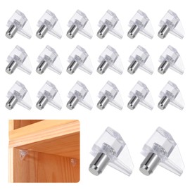 Qianyu 20 Pcs 5 Millimeters Clear Shelf Support Pegs Clear Plastic Replacement Peg Cabinet Shelf Supports Pins for Kitchen Furniture Book Shelves Punching Clapboard Holder Locking Pins