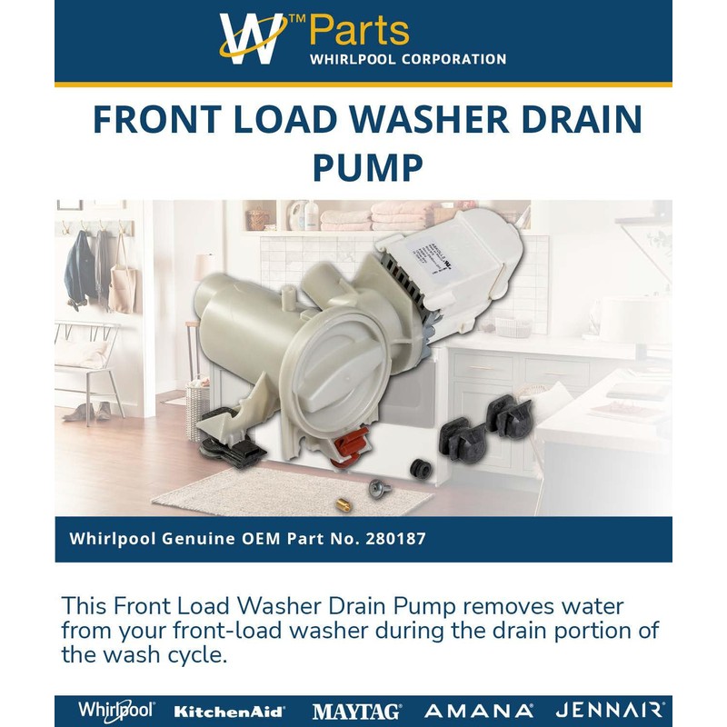 Whirlpool 280187 Front Load Washer Drain Pump