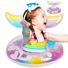 Baby Float 6-12-18-36 Months, Inflatable Baby Swim Ring with Safety Seat | Toddler Swimming Float for 1 2 3 Year Old, Soft Padded Design, Bath & Pool Accessories (Mermaid - Multicolor)
