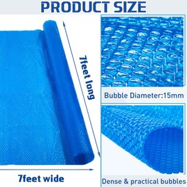 Amylove 7 x 7ft Pool Hot Tub Solar Cover, 16 Mil Heavy Duty Trimmable Floating Thermal Blanket Spa Bubble Cover for Hot Tub Inground Pools Swimming Insulating Solar Heating