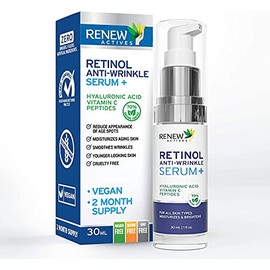 Suero facial con retinol, ácido hialurónico y vitamina C fórmula hidratante y nutritiva para una piel más suave y de aspecto juvenil. Para todo tipo  