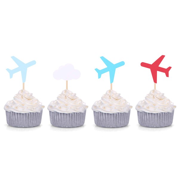 Decoración para cupcakes con diseño de nube y avión (24 unidades)