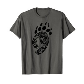 Orso Abbigliamento Zampa Stampa Grizzly Artiglio Nero Ragazzo Ragazza Bambini Maglietta