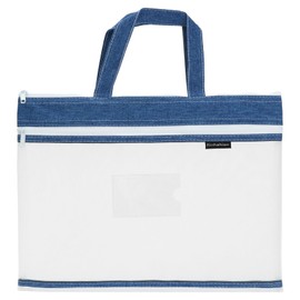 PATIKIL Nylon Document Bag with Handle Mesh Transparent Handbag Paper File Tote Pouch for Office, Blue