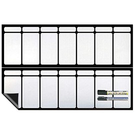 Cohas Magnetic Backed Large 7 Day Calendar Includes Black Markers, Whiteboard, 2 Weeks