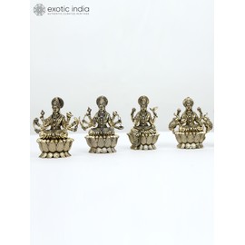 Exotic India 3" Small Superfine Ashtalakshmi Set | Brass Statues