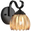 lobolighting Vintage Wall Sconce with Amber Tulip Glass Lampshade Black