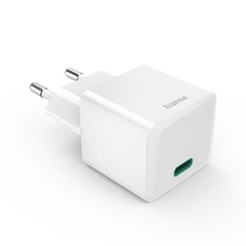 Hama Fast Charger USB-C, PD/Qualcomm/GaN, Mini Charger, 30 W, White