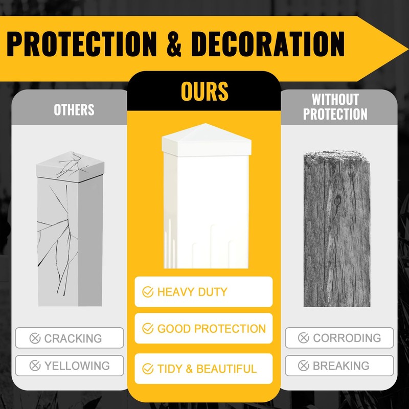 VIVIDA 4" x 4" Fence Post Caps, Pyramid PVC Vinyl