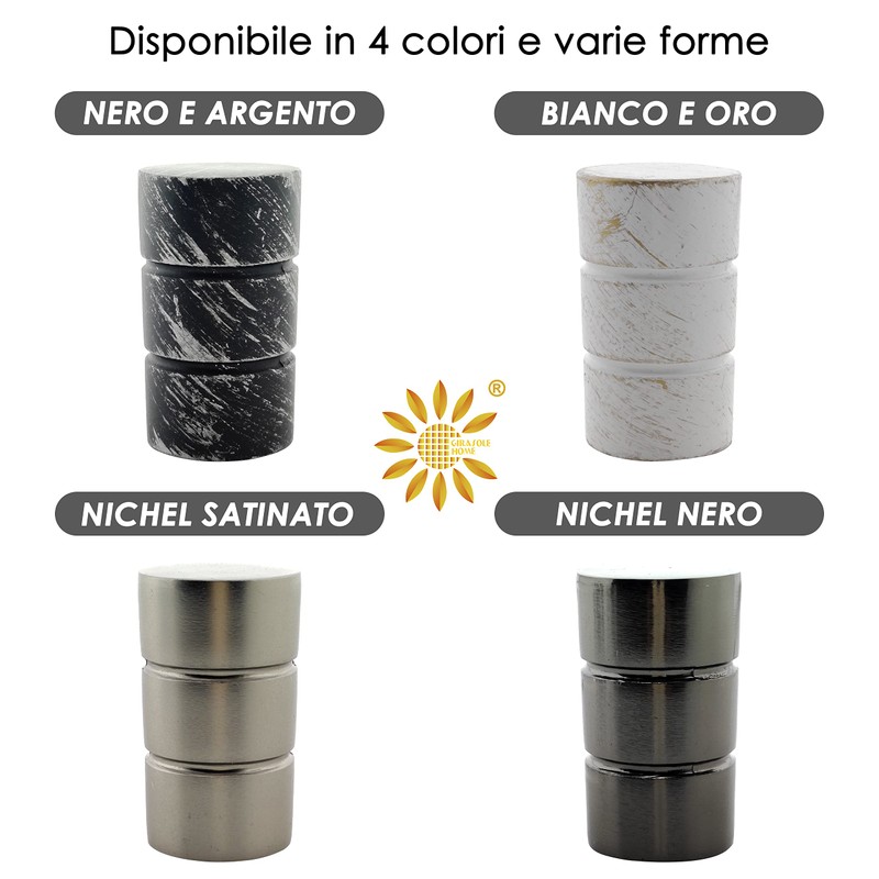 GIRASOLE HOME® 2 x Aluminium Curtain Rod End Piece (Nickel