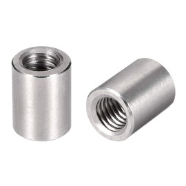 sourcing map M8 Round Connector Nuts, 304 Stainless Steel Coupling Nut 15mm/0.59inch Length,Pack of 5