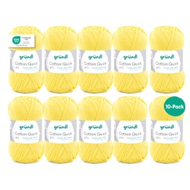 Gründl Cotton Quick Uni Value Pack of 10 Balls, Hand Knitting Yarn, Cotton, Yellow, 29 x 12 x 7 cm, 1 Unit