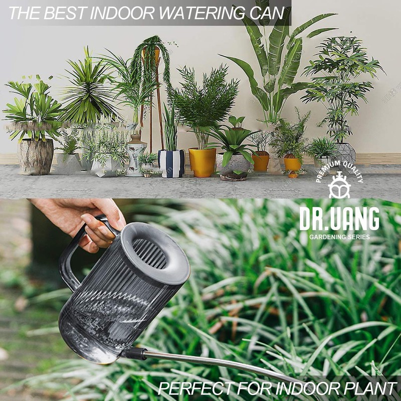 Small Watering Can Indoor Plants with Long Spout (1L, Gray)