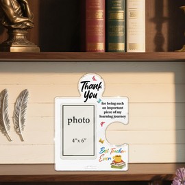 Teacher Appreciation Gifts for Women Men, Thank You Teacher Gifts from Student, Thanksgiving Christmas Graduation Birthday Gift for Teachers, Acrylic Puzzle Picture Frame, 4 x 6 Inch Photo