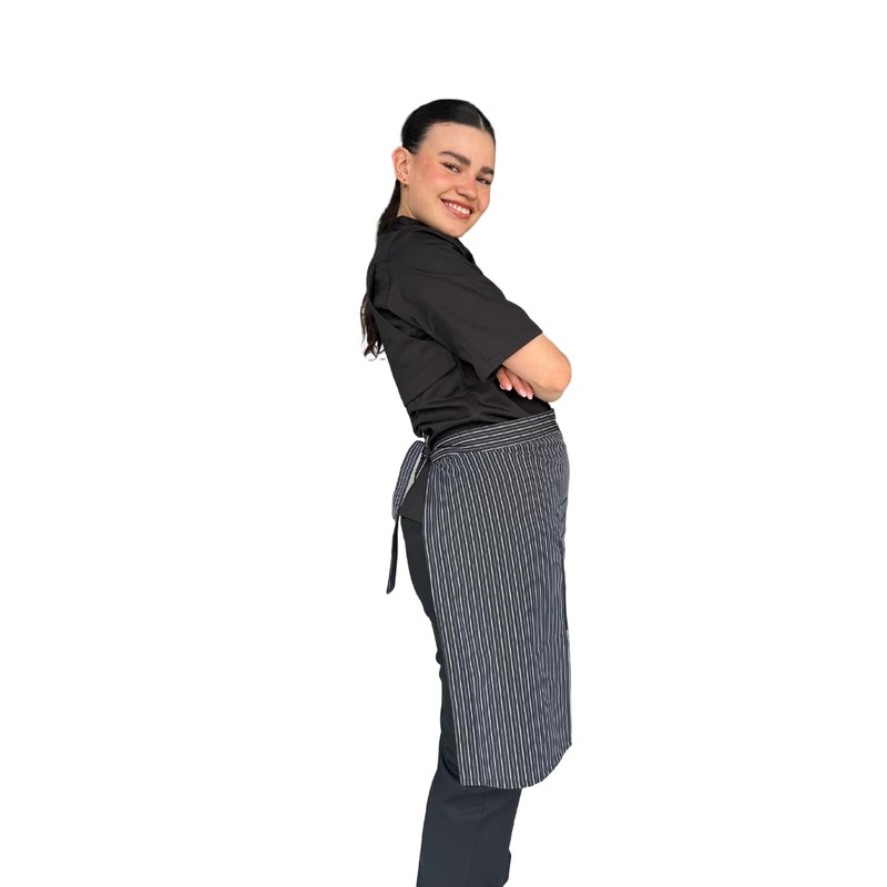 Zittro Medio Mandil/Delantal Chef (Negro con blanco, Mediano)