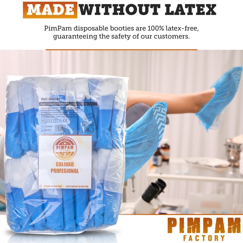 PimPam Factory - (Pack of 100) Non-Slip Plastic Shoe Covers