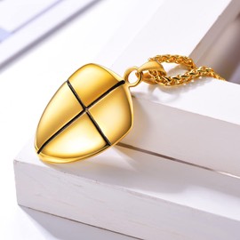 U7 Shield of Faith Necklace for Men Gold Plated Bible Verse Joshua 1:9 Armor of God Dog Tags Necklace