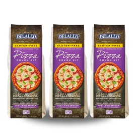 DeLallo Gluten Free Flour Pizza Kit, 17 Oz Bag, (3 Pack), All Purpose Pizza Dough Mix for Baking Crust, Bread and Calzones, All Natural, Vegan, Dairy Free