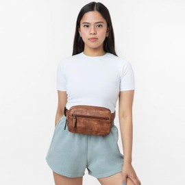 LATMAP 2L Fanny Packs Everywhere Belt Bag Small Fashion Crossbody Waist Pack Faux Leather Waterproof Sling Chest Bag For Women Trendy Brown