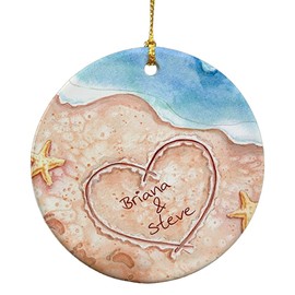 GiftsForYouNow Beach Couples Christmas Ornament, 2.75", Ceramic, Cute Beach Ornament, Couple Beach Ornament, Memorable Vacation Ornament
