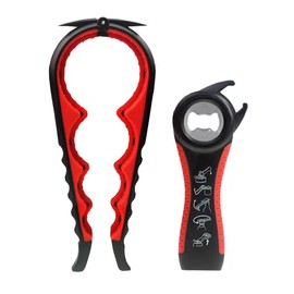 Jar Opener, Manual Can Opener, Non-Slip Heavy-Duty Can Jar Bottle Opener (Black and Red)