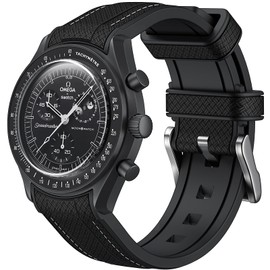 REBANDACE Strap for Omega x Swatch MoonSwatch Watch 20mm,No Gap Soft Silicone Omega X Swatch Moonswatch Speedmaster Replacement Strap,Curved Band for Moonswatch Swatch Men Women