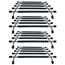 4All Kitchen Trivet Stand Heat Resistant Anti Slip Worktop Protector Stainless Steel Stand For Hot Pans (Black, Pack of 4)