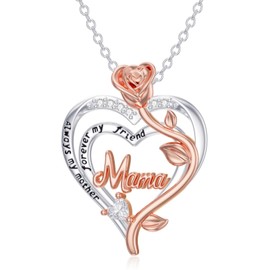 SIMONLY Mama Necklace with CZ 925 Sterling Silver Mom Necklace Mothers Jewelry Mother's Day Christmas Birthday Gifts for Women Moms