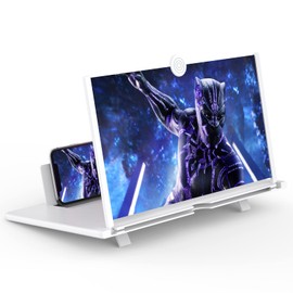 16" Screen Magnifier for Cell Phone,3D HD Magnifying Projector Screen Enlarger for Movies, Videos and Gaming, Foldable Phone Stand with Screen Amplifier,Compatible with All Smartphones (White)
